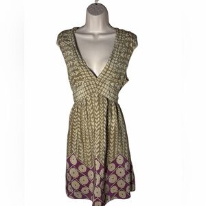 Anna Sui X Anthropologie Silk Wheat fields Dress Size 12 Sleeveless Floral Multi